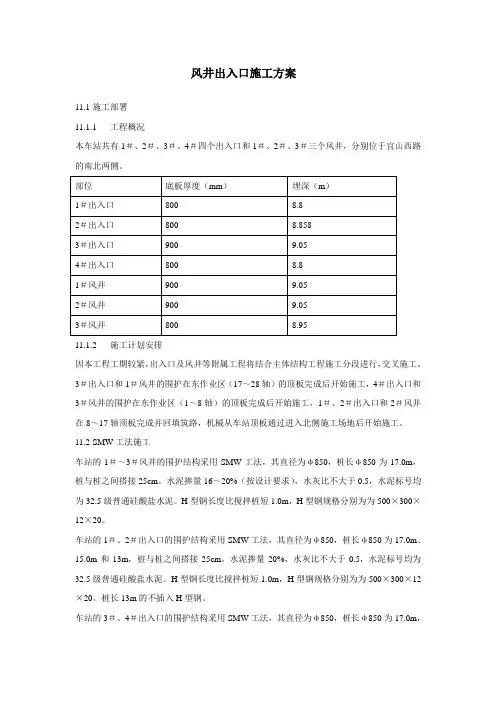 风井出入口施工方案