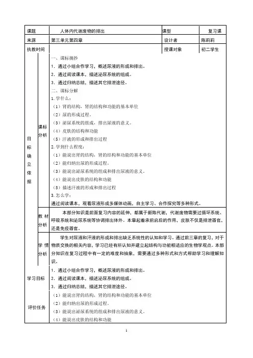 泌尿系统教案