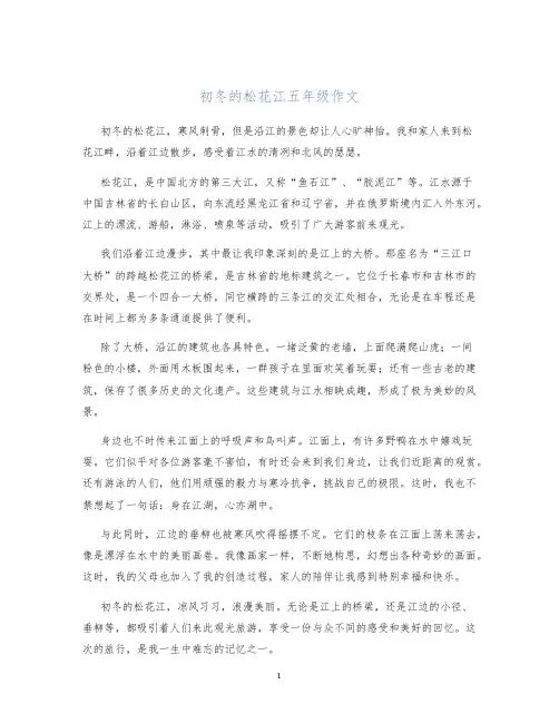 初冬的松花江五年级作文