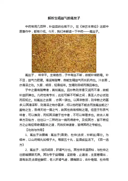 解析生精益气的菟丝子