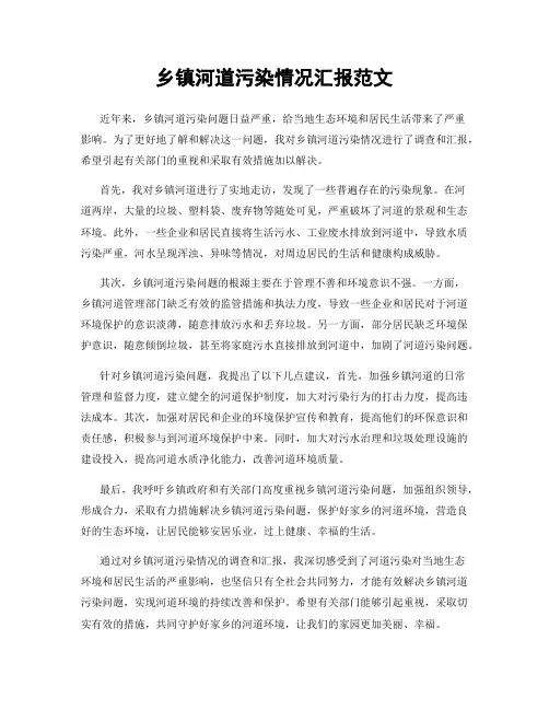 乡镇河道污染情况汇报范文