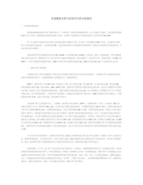 甘肃煤制天然气经济可行性分析报告