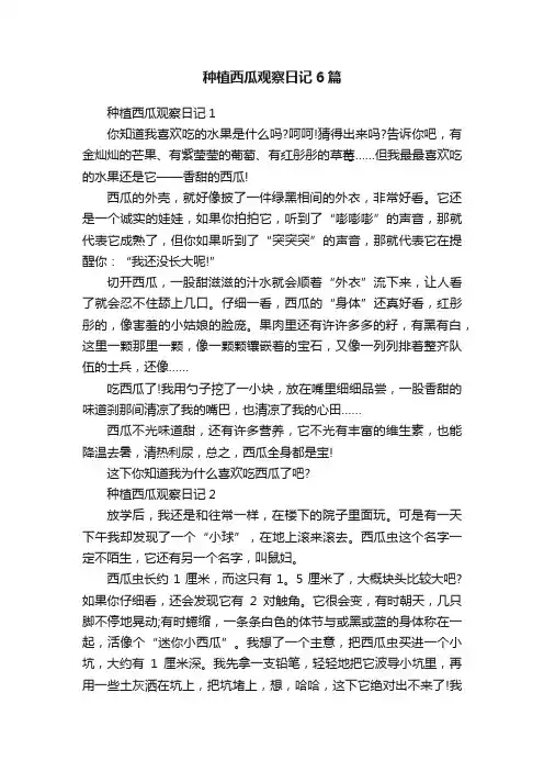 种植西瓜观察日记6篇