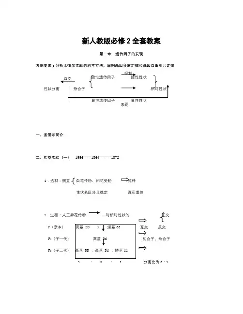 人教版高中生物必修2全册教案(word版,34页)