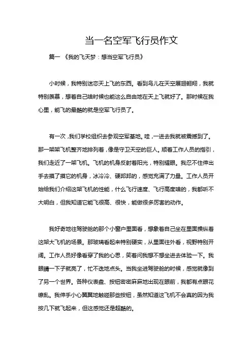 当一名空军飞行员作文