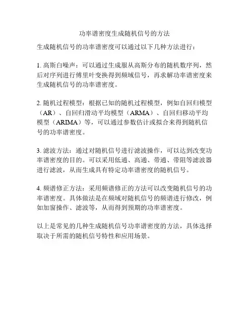 功率谱密度生成随机信号的方法