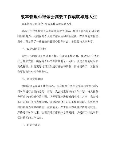 效率管理心得体会高效工作成就卓越人生