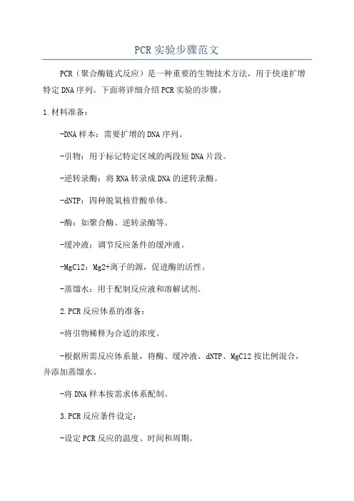 PCR实验步骤范文