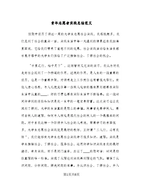 青年志愿者实践总结范文（3篇）