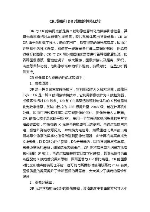 CR成像和DR成像的性能比较