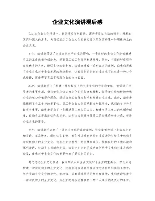 企业文化演讲观后感