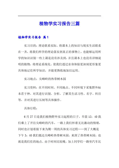 植物学实习报告三篇