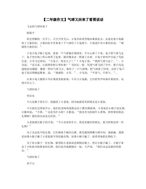 【二年级作文】气球又回来了看图说话