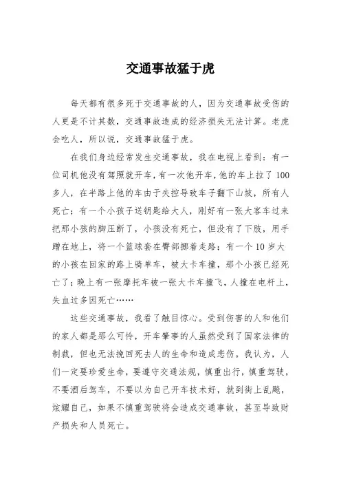 小学五年级作文：交通事故猛于虎
