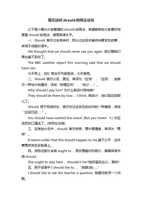情态动词should的用法总结