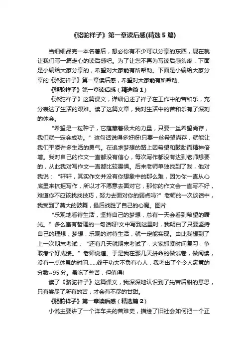 《骆驼祥子》第一章读后感（精选5篇）