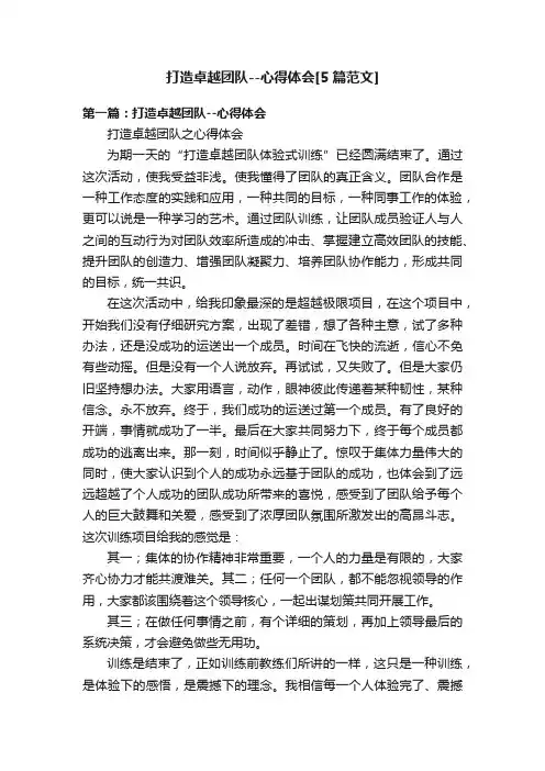 打造卓越团队--心得体会[5篇范文]