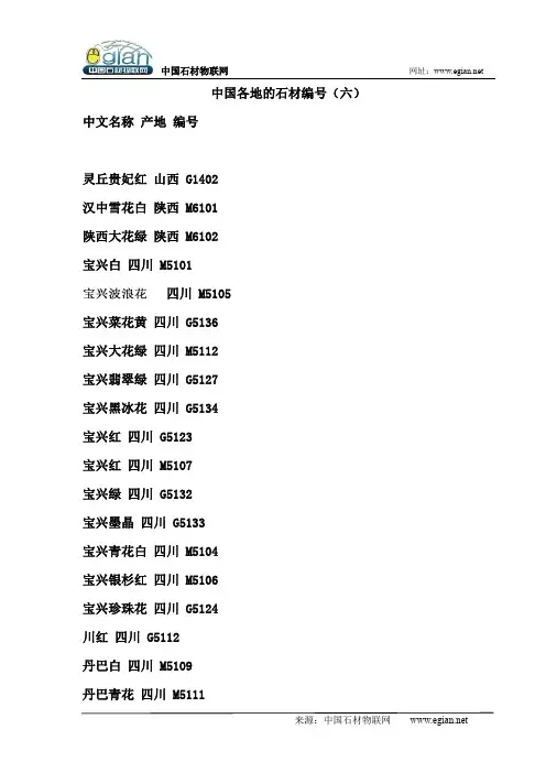 中国各地的石材编号(六)