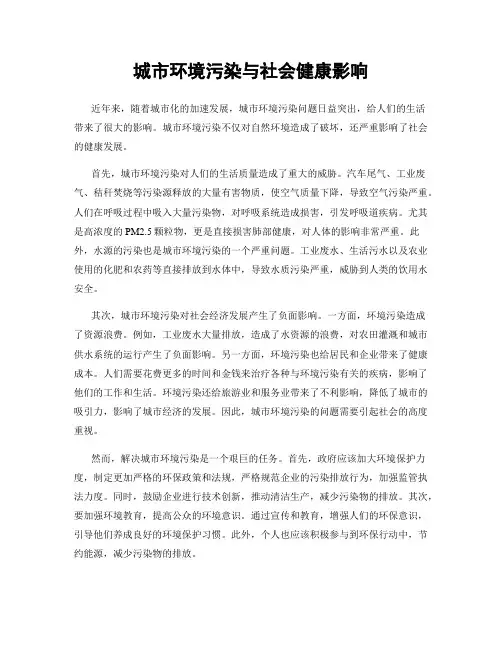 城市环境污染与社会健康影响
