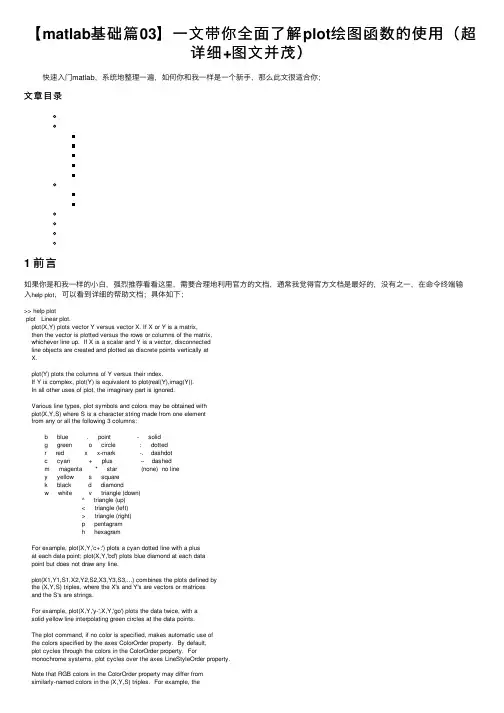 【matlab基础篇03】一文带你全面了解plot绘图函数的使用（超详细+图文并茂）