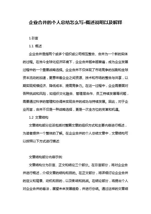 企业合并的个人总结怎么写-概述说明以及解释