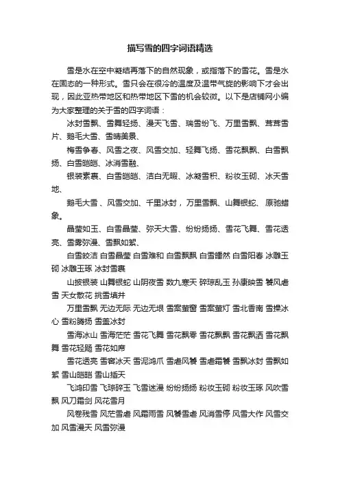 描写雪的四字词语精选