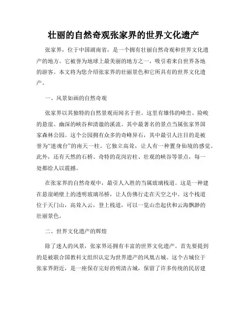 壮丽的自然奇观张家界的世界文化遗产