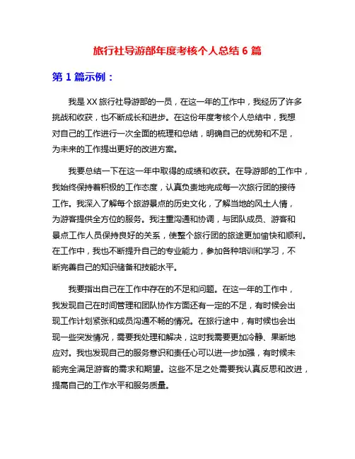 旅行社导游部年度考核个人总结6篇