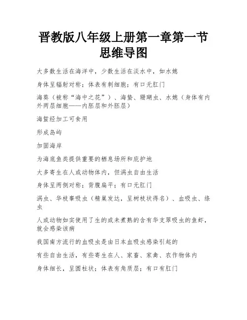 晋教版八年级上册第一章第一节思维导图
