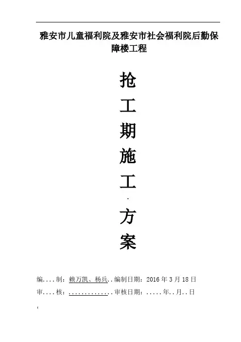 XXX抢工期方案