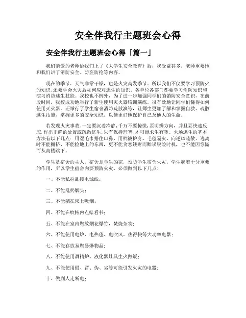 安全伴我行主题班会心得
