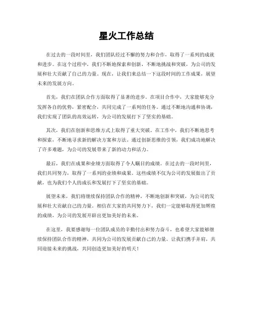 星火工作总结