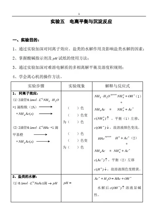 化学实验电离平衡