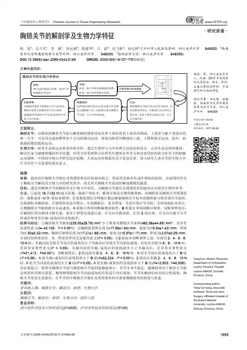 胸锁关节的解剖学及生物力学特征