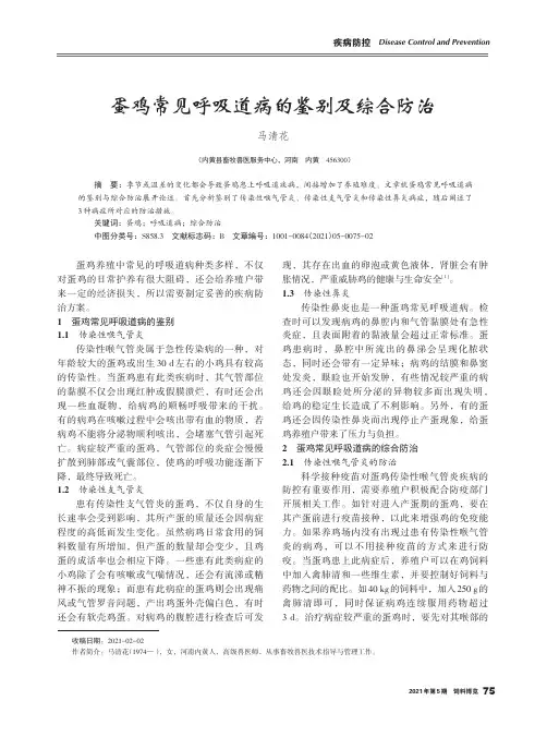 蛋鸡常见呼吸道病的鉴别及综合防治