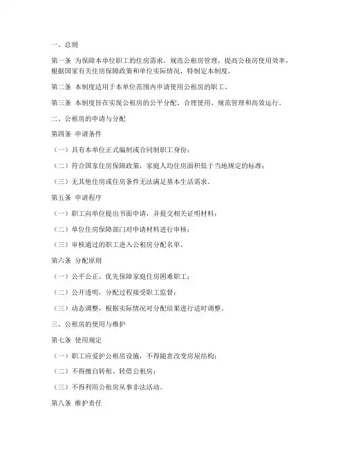 单位公租房管理制度