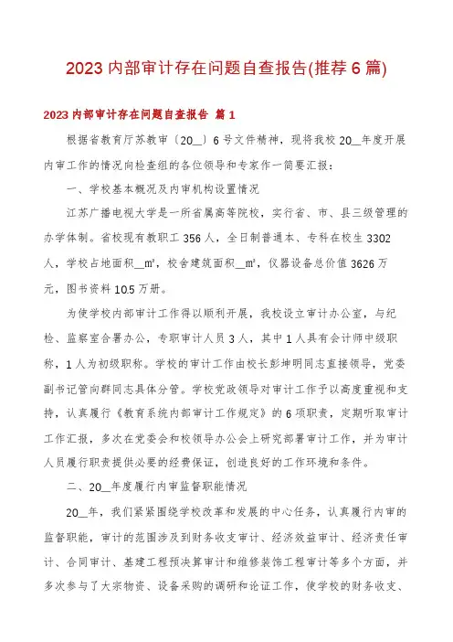 2023内部审计存在问题自查报告(推荐6篇)