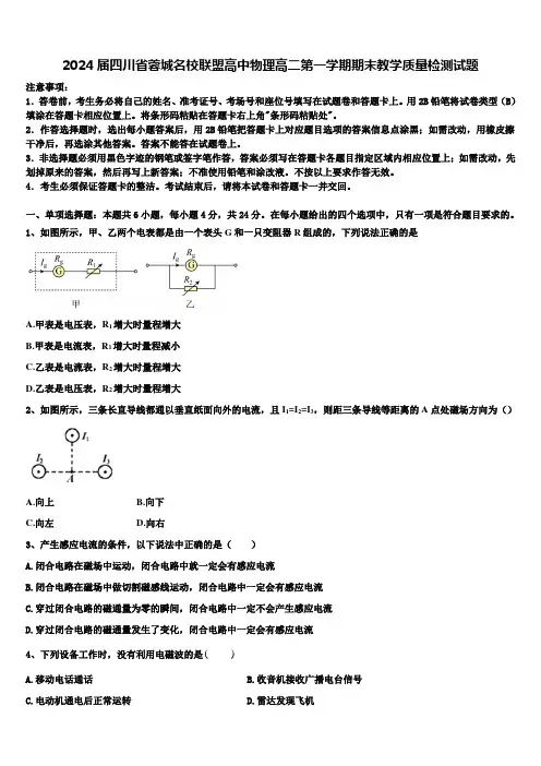 2024届四川省蓉城名校联盟高中物理高二第一学期期末教学质量检测试题含解析