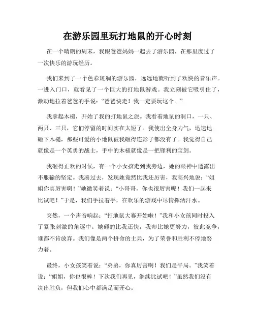 三年级作文那次玩得真高兴之在游乐园里玩打地鼠的开心时刻