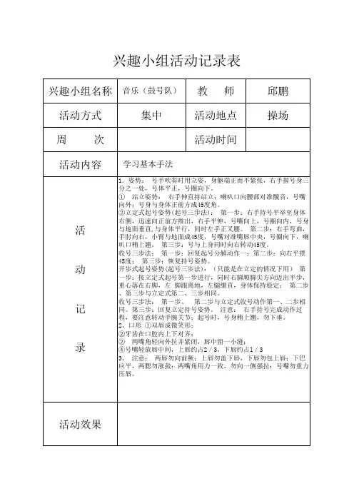 兴趣小组活动记录表4