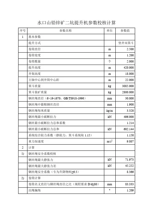提升机参数校核计算