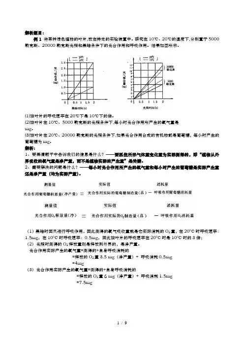 光合作用与呼吸作用的相关计算