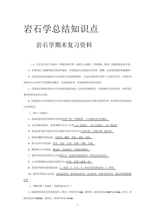 岩石学最全知识点  完整版