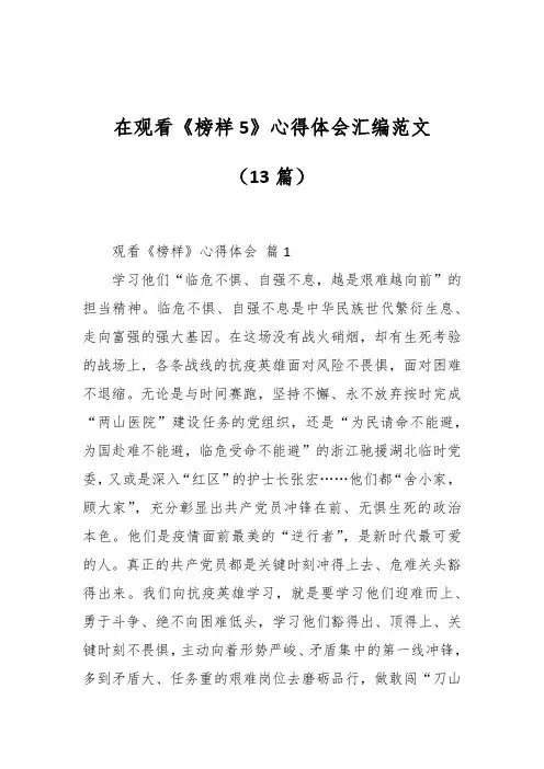 (13篇)在观看《榜样5》心得体会汇编范文