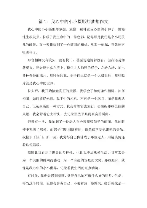 我心中的小小摄影师梦想作文精选8篇