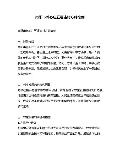 南阳市养心庄五道庙村方帅案例