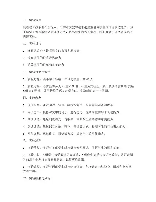 教学语言训练实验报告