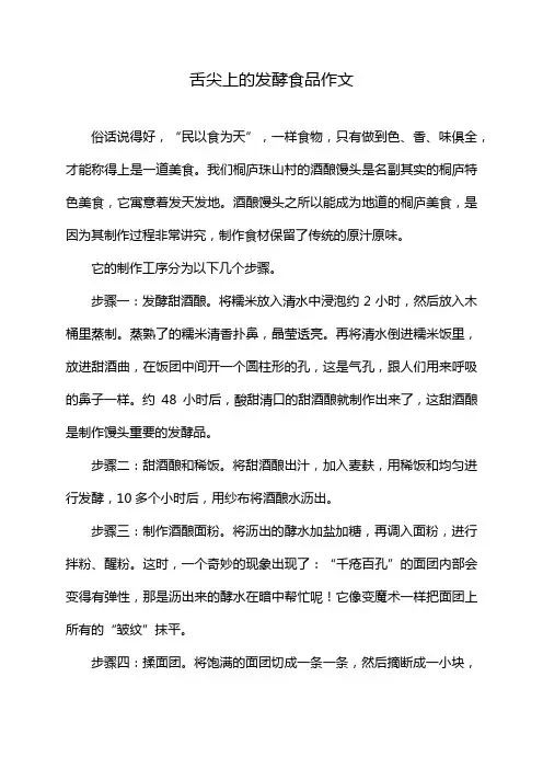 舌尖上的发酵食品作文