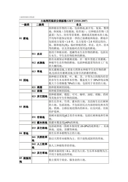 土地利用现状分类标准(GB T 21010-2007)