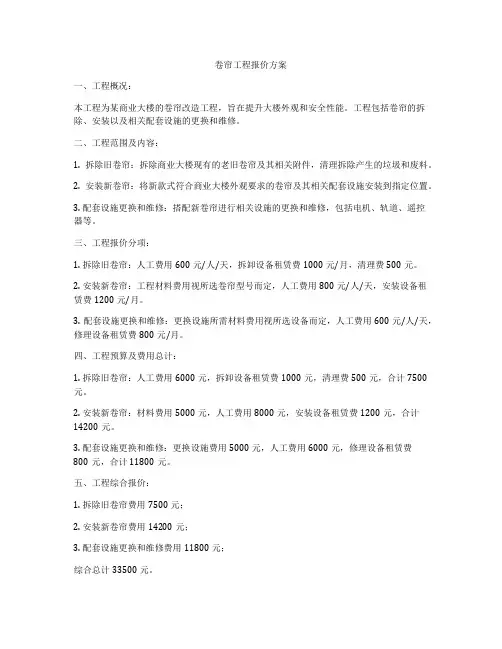 卷帘工程报价方案